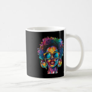 Womens Black Queen Afro Melanin Paint Dripping Jun Kaffeetasse