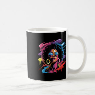 Womens Black Queen Afro Melanin Paint Dripping Jun Kaffeetasse