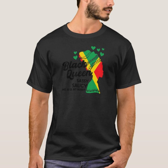 Womens Black Queen Sassy saucy and bossy Black Que T-Shirt (Vorderseite)