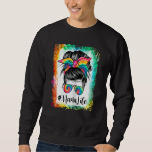 Womens Bleached Nana Life Messy Bun Hair Sweatshirt