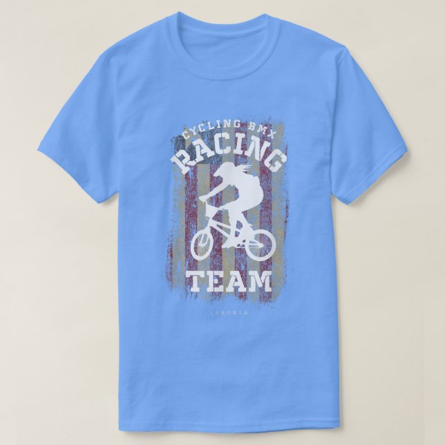 Womens BMX Bike Liberia Flag Biking Cycling Racing T-Shirt (Design vorne)