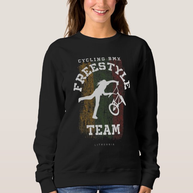 Womens BMX Freestyle Bike Lithuania Flag Cycling B Sweatshirt (Vorderseite)