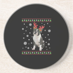 Womens Boston Terrier Xmas Ugly Christmas Sweater Getränkeuntersetzer