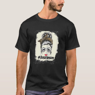 Womens Boxer Mama gebleicht Messy Bun Leopard Wo T-Shirt