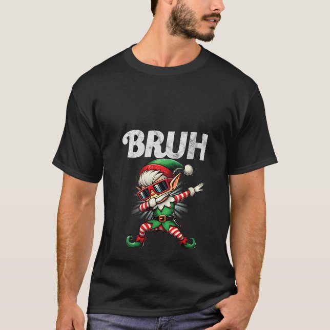 Womens Bruh Meme Cool Dabbing ELF Squad Funny Chri T-Shirt (Vorderseite)