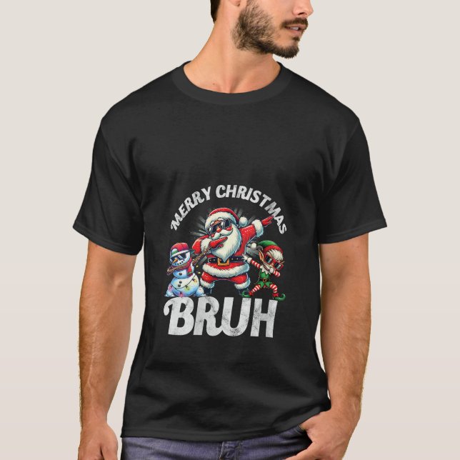 Womens Bruh Meme Santa Dabbing Through The Snow Ch T-Shirt (Vorderseite)