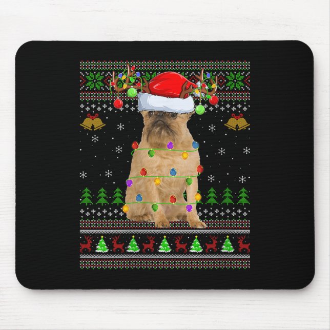 Womens Brussels Griffon Dog Ugly Christmas Sweater Mousepad (Vorne)