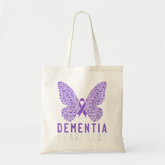 Womens Butterfly Dementia Lila Bewusstsein Tragetasche (Vorne)