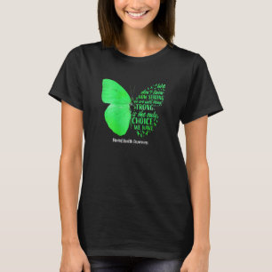 Womens Butterfly Green Ribbon Mental Health Awaren T-Shirt