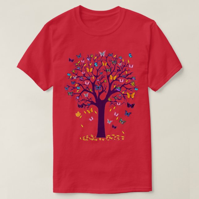 Womens Butterfly Tree Beautiful V-Neck T-Shirt (Design vorne)