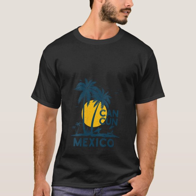 Womens Cancun Mexico Beach Palm Tree Vacation Squa T-Shirt (Vorderseite)