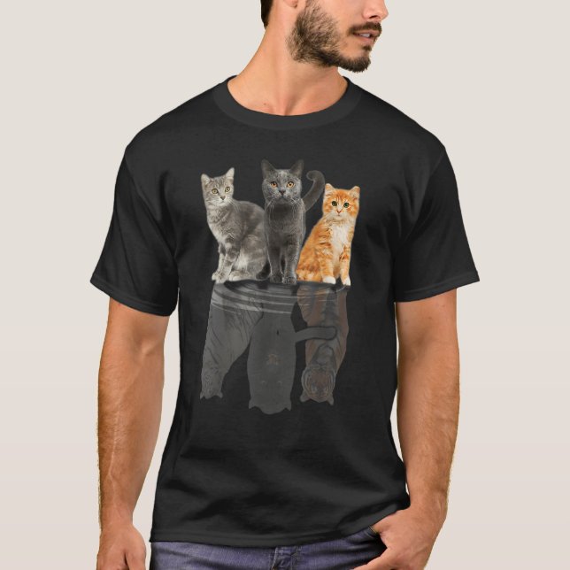Womens Cats Reflection Tiger Friends  Cute  1 T-Shirt (Vorderseite)