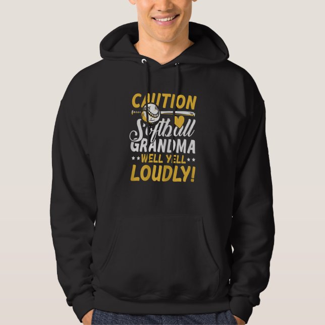 Womens Caution Softball Oma Baseball Team pla Hoodie (Vorderseite)