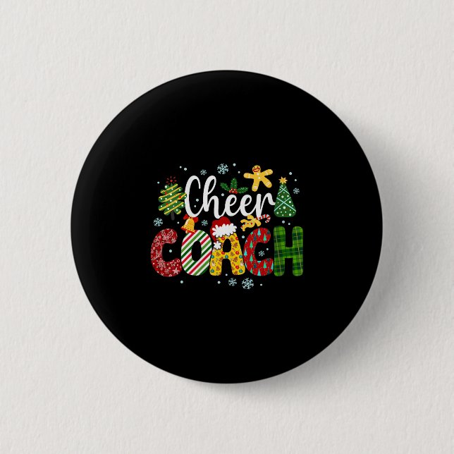 Womens Cheer Coach Christmas Buffalo Plaid Cheerle Button (Vorderseite)