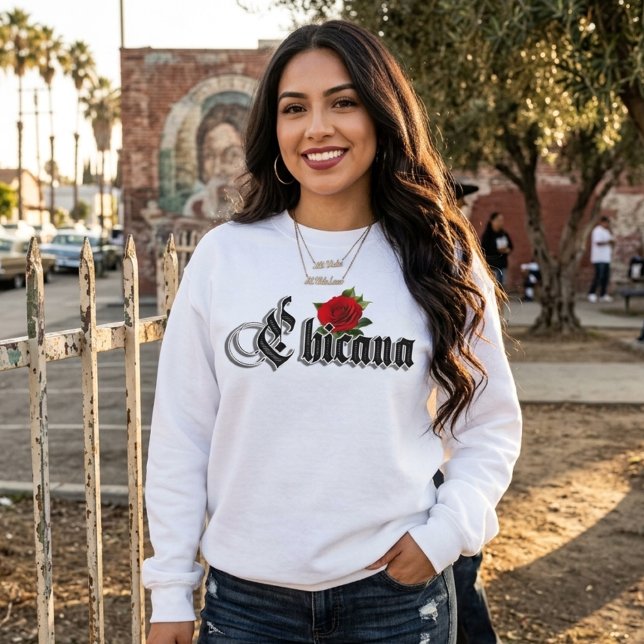 Womens Chicana Rote Rose Sweatshirt (Von Creator hochgeladen)