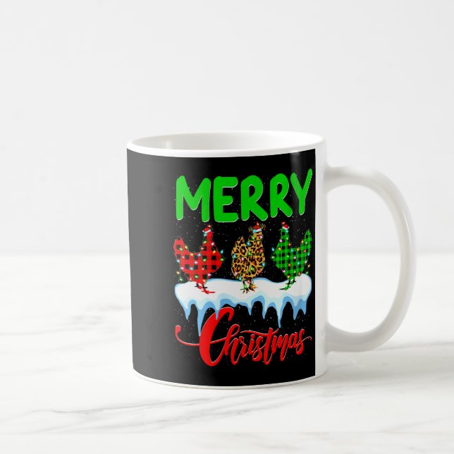 Womens Chicken Merry Christmas Pajamas Leopard Buf Kaffeetasse (Rechts)