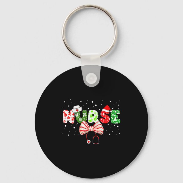 Womens Christmas Nurse Stethoscope Xmas Coquette B Schlüsselanhänger (Vorderseite)