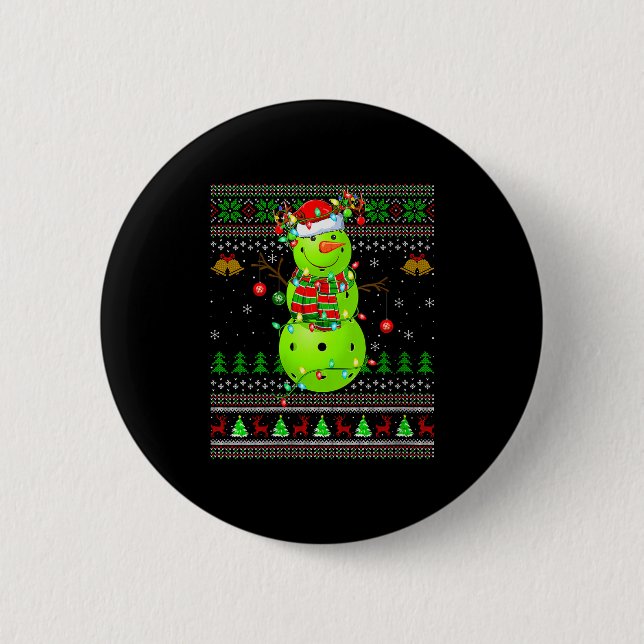 Womens Ckleball Snowman Ugly Christmas Sweater Srt Button (Vorderseite)