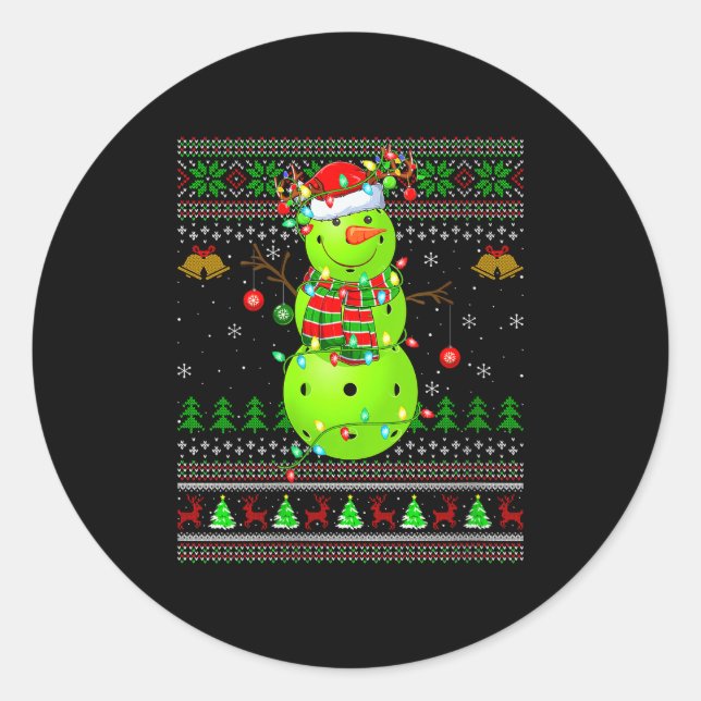 Womens Ckleball Snowman Ugly Christmas Sweater Srt Runder Aufkleber (Vorderseite)
