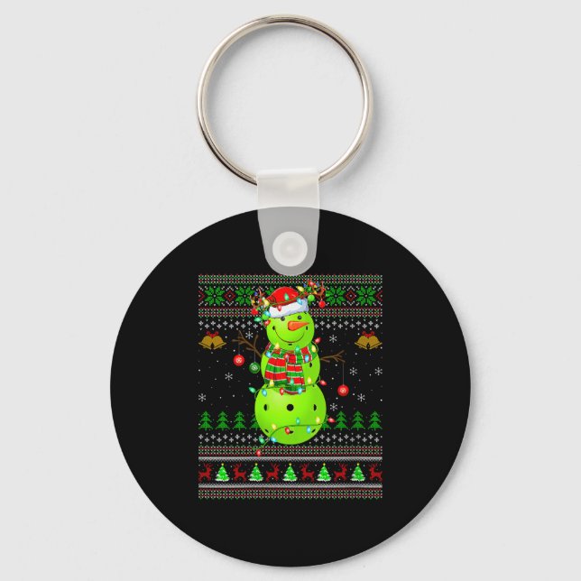 Womens Ckleball Snowman Ugly Christmas Sweater Srt Schlüsselanhänger (Vorderseite)