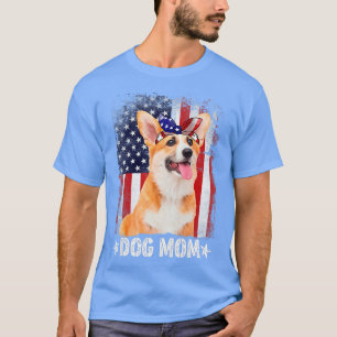 Womens Classic Corgi Hund Mama Usa Flaggen Mütter T-Shirt