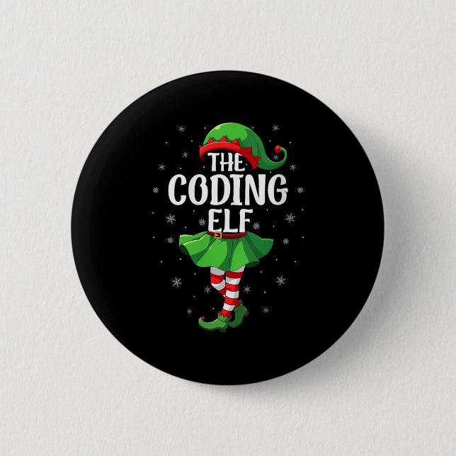 Womens Coding Elf Christmas Girls Women Elf Squad  Button (Vorderseite)