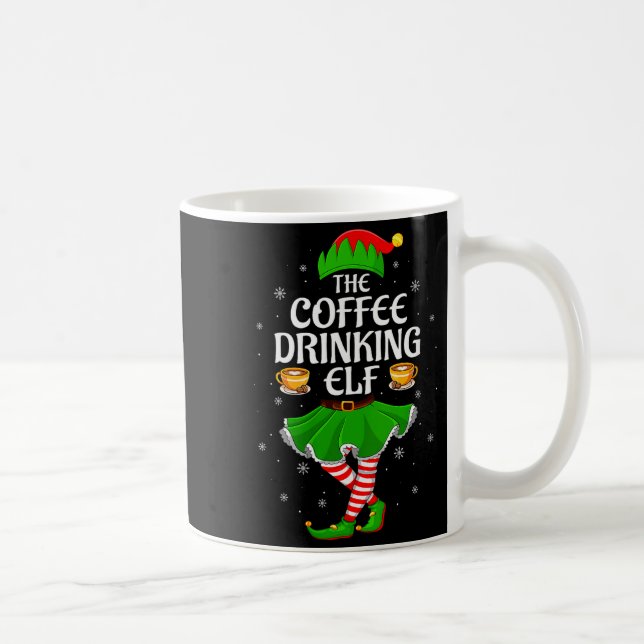 Womens Coffee Drinking Elf Christmas Girls Women E Kaffeetasse (Rechts)