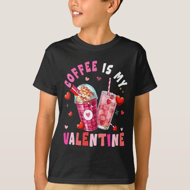 Women's Coffee Is My Valentine Hearts Matching Dri T-Shirt (Vorderseite)