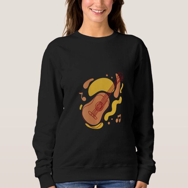 Womens Colourful guitar with clef musical instrume Sweatshirt (Vorderseite)