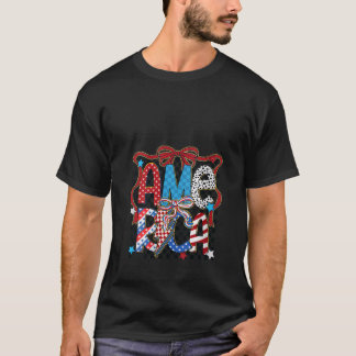 Womens Coquette Bow 4. Juli USA Flaggentafel T-Shirt