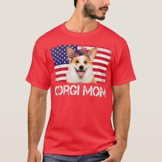 Womens Corgi Mama Us Flag 4. Juli Patriotische Wom T-Shirt