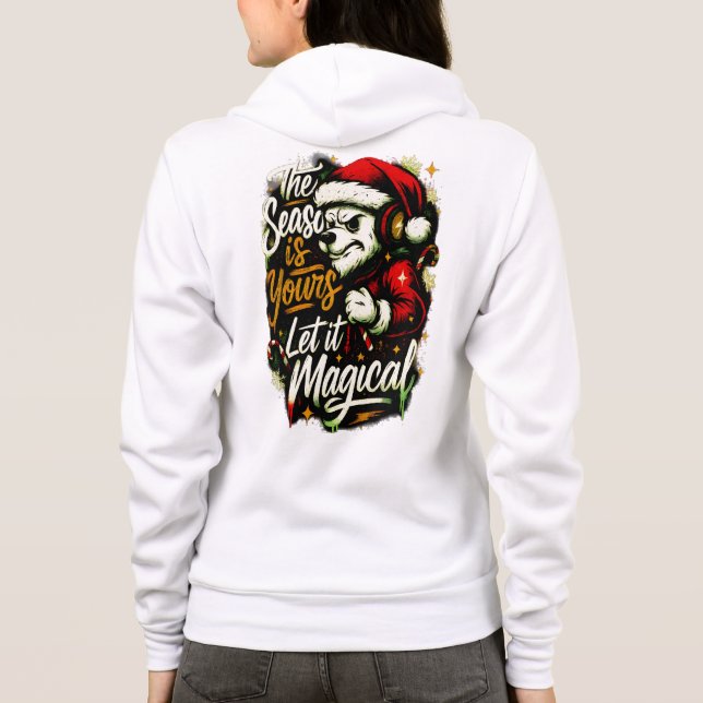 Women's Cozy Christmas Bear DJ Holiday Hoodie (Rückseite)