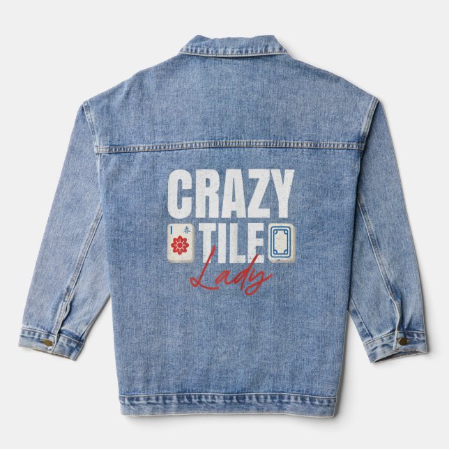 Womens Crazy Tile Lady für eine Mahjong Lady Jeansjacke (Rückseite)