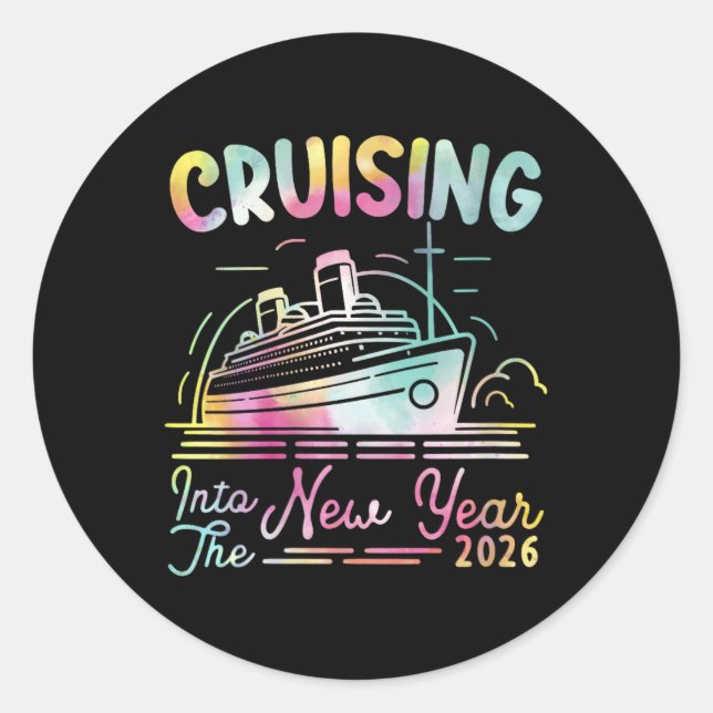 Womens Cruising Into New Year 2026 Countdown Party Runder Aufkleber (Vorderseite)