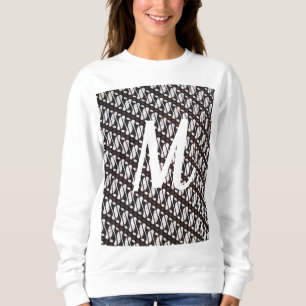 Women's Custom Initial Java Ethnic Batik & White Sweatshirt