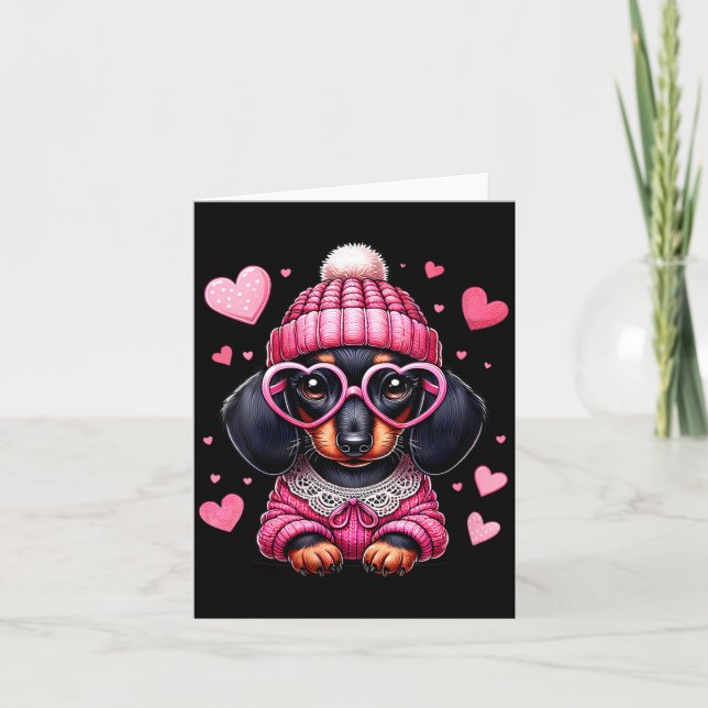 Women's Cute Dachshund Valentines Heart Dog Lover  Karte (Vorderseite)