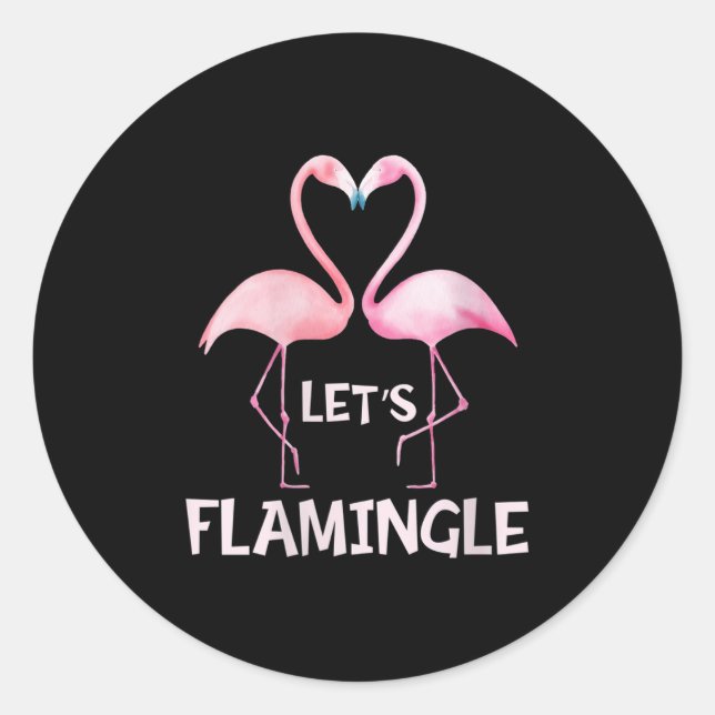 Womens Cute Let's Flamingle Nk Flamingo Summer Lov Runder Aufkleber (Vorderseite)