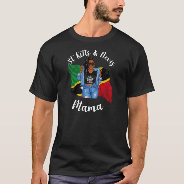Womens Cute St Kitts And Nevis Mama Proud Flag Pat T-Shirt (Vorderseite)
