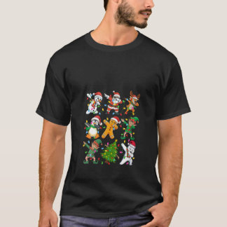 Womens Dabbing Santa Elf Friends Boys Girls Xmas P T-Shirt