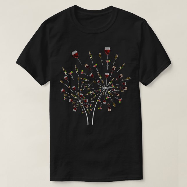 Womens Dandelion Wine Glass Champagne Funny Flasch T-Shirt (Design vorne)