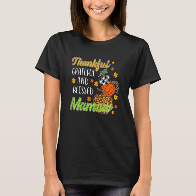 Womens dankbar dankbar gesegnet Mamaw Herbst T-Shirt (Vorderseite)