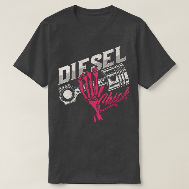 Womens Diesel Chick Trucker Highway Truck Driver A T-Shirt (Design vorne)