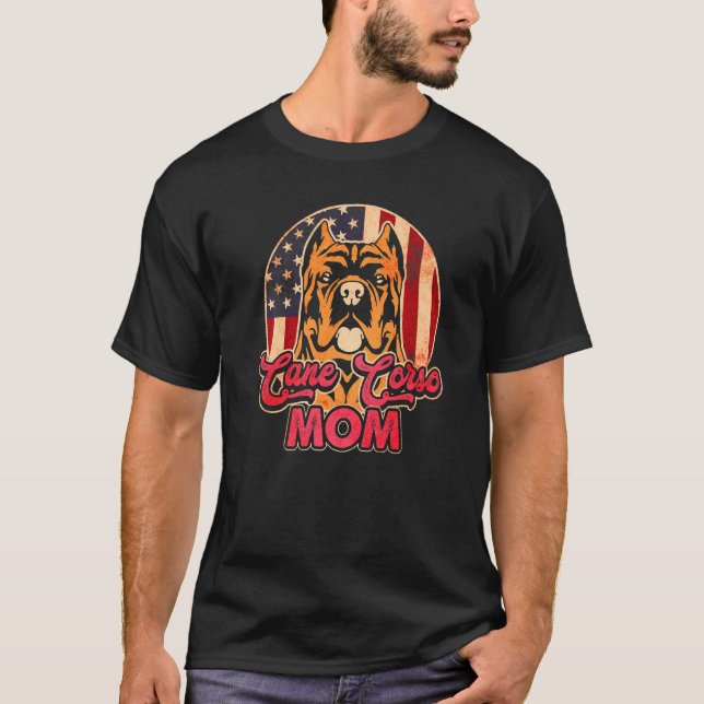 Womens Dog  USA Flag Cane Corso Mom T-Shirt (Vorderseite)