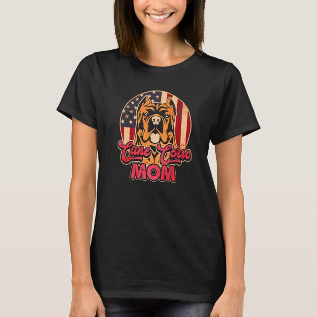 Womens Dog  USA Flag Cane Corso Mom T-Shirt (Vorderseite)