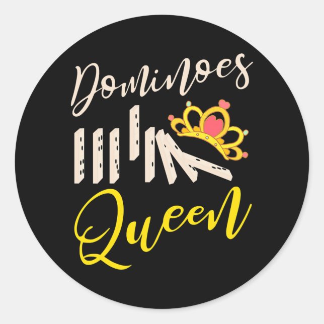 Womens Dominoes Queen Funny Game Dominoes Player  Runder Aufkleber (Vorderseite)