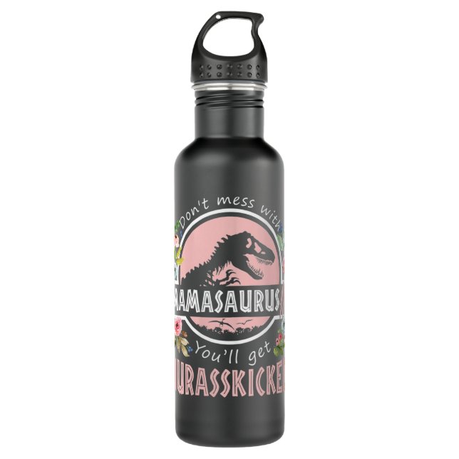 Womens Don't Mess With MamaSaurus T Rex Dinosaur M Edelstahlflasche (Vorderseite)