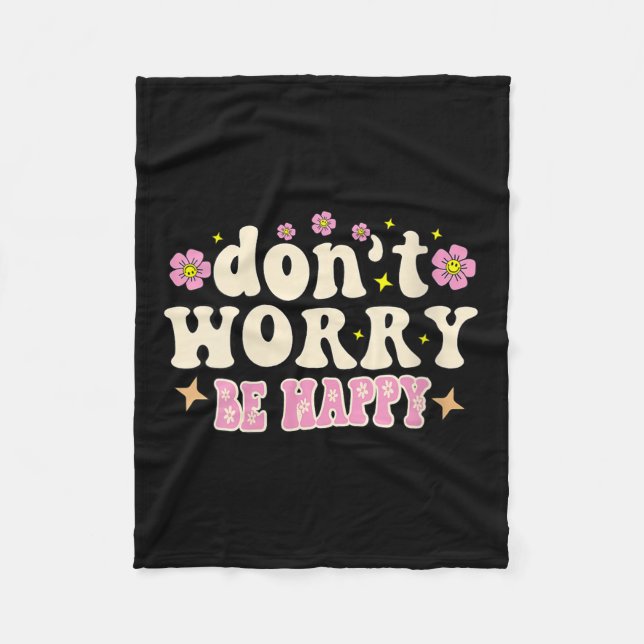 Womens Don't Worry We Be Happy Groovy Retro 70s Mo Fleecedecke (Vorderseite)