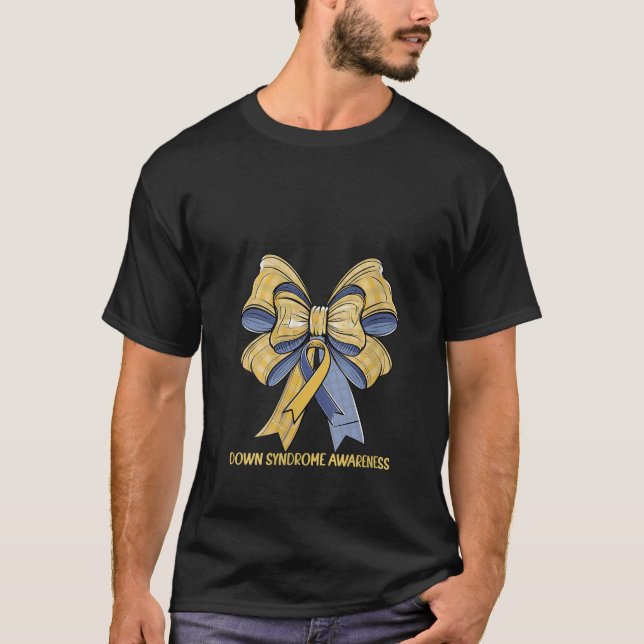 Womens Down Syndrome Awareness Coquette Bow Ribbon T-Shirt (Vorderseite)
