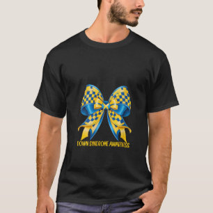 Womens Down Syndrome Awareness Coquette Bow Ribbon T-Shirt
