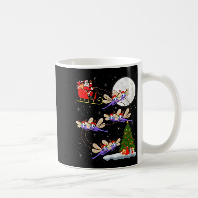Womens Dragonfly Santa Sleigh Flying Funny Magical Kaffeetasse (Rechts)